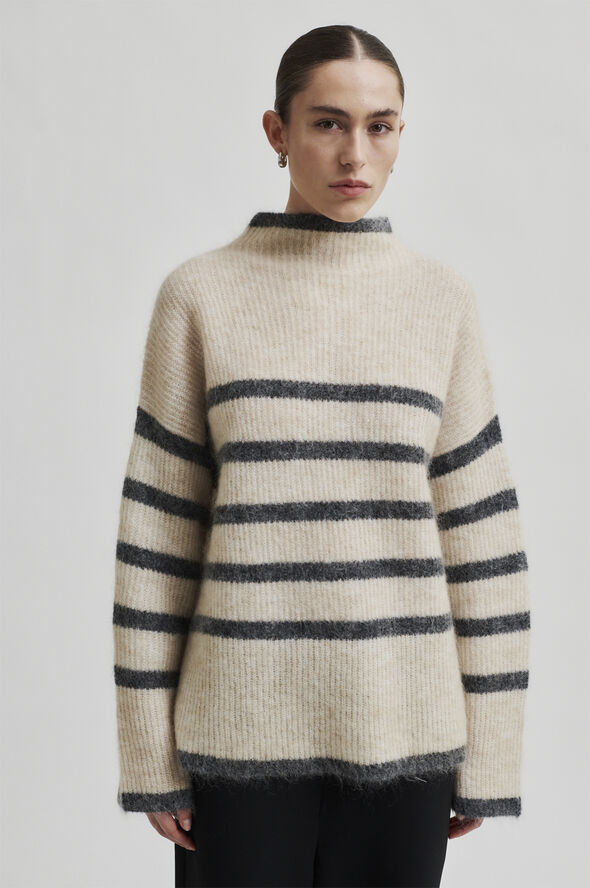 Second Female Ovalis Mohair Blend Knit T-Neck Brazilian sand grey