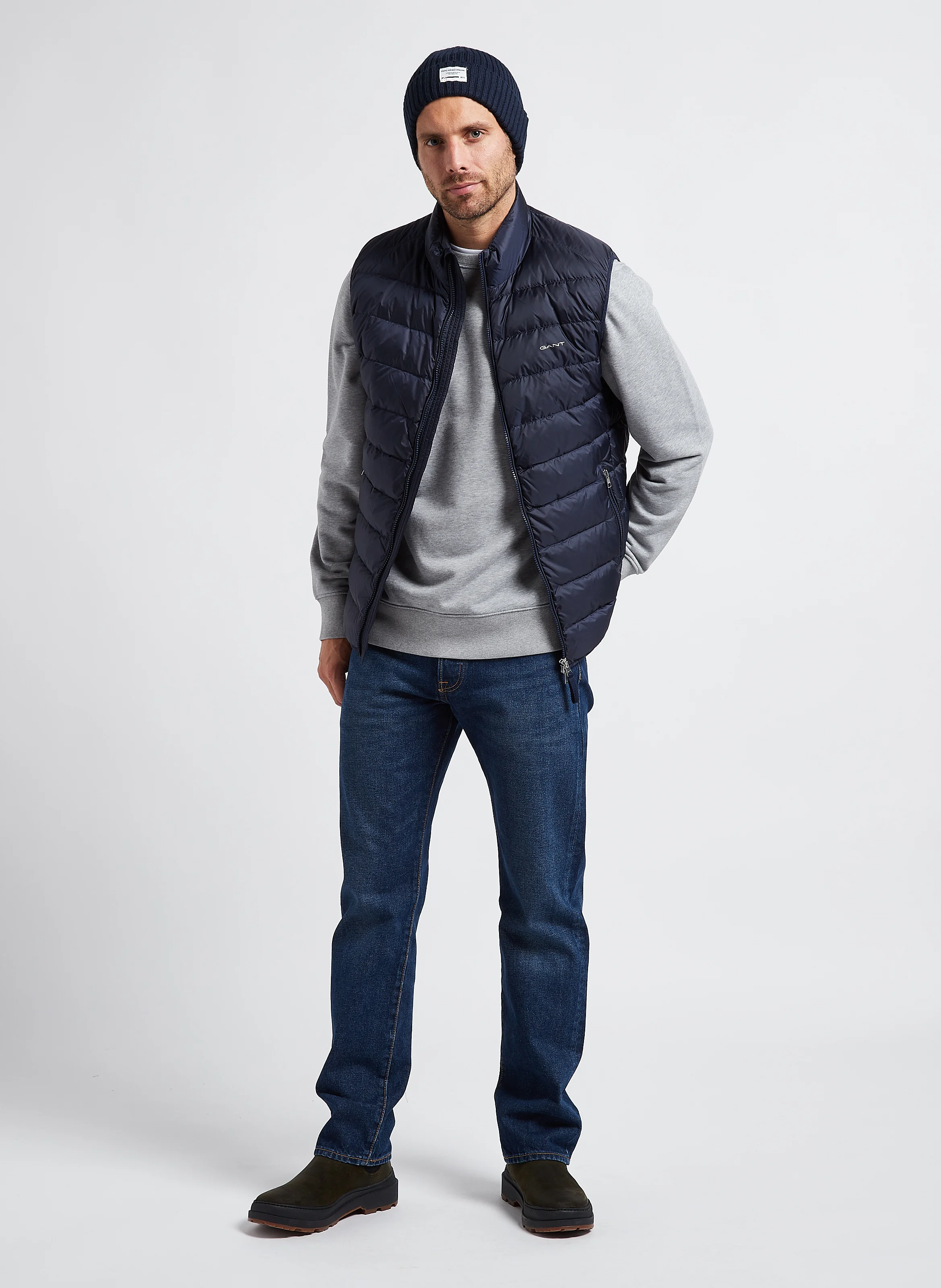 Sweatshirt col rond en coton mélangé| Gris