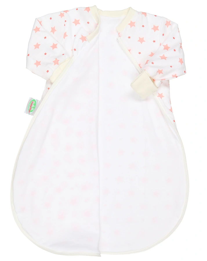 Jersey-Unterziehsack BabyNest® STARS in weiß/hellkoralle
