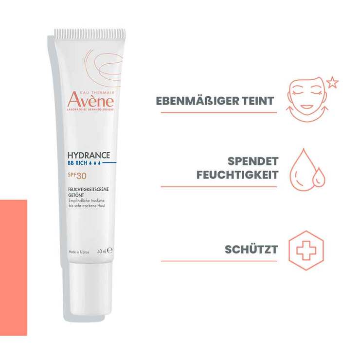 Avene Hydrance BB-reichhaltig Feuchtigkeitscreme getönt SPF 30                                     , 40 ml