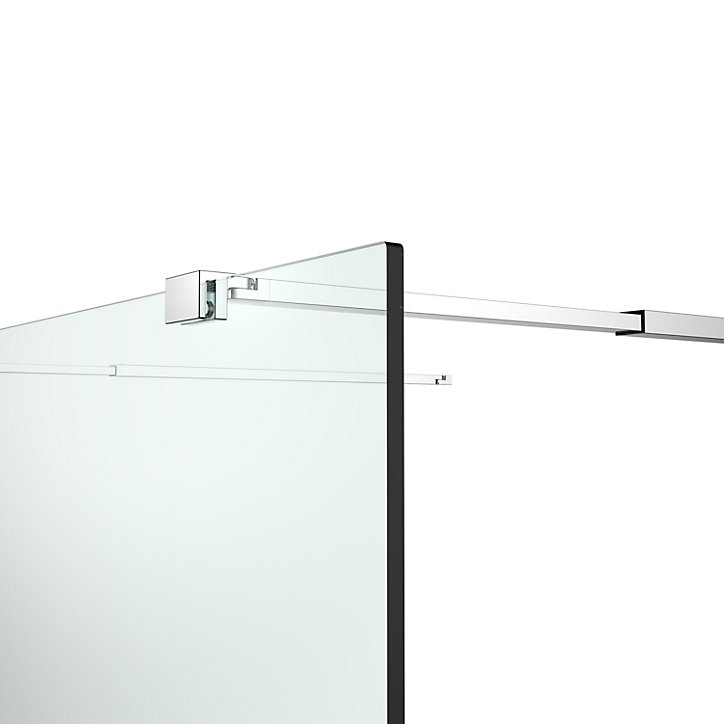 Paroi de douche à l'italienne centrale l.140 x 195 cm, profilés alu finition chrome, GoodHome Ledava