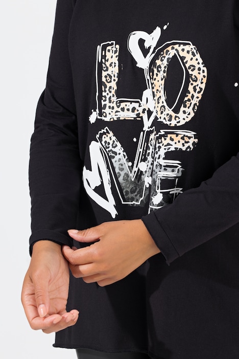 T-Shirt, A-Linie, LOVE Motiv, Langarm