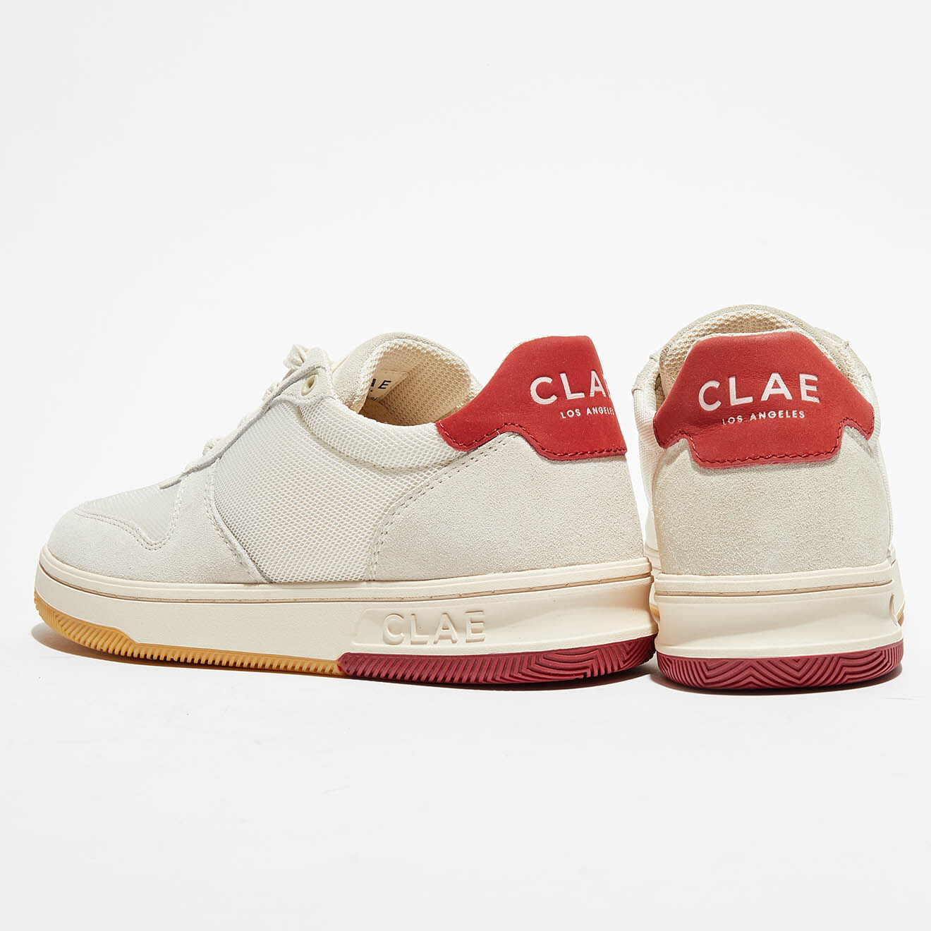 Clae Baskets en Cuir & Textile Malone blanc/rouge