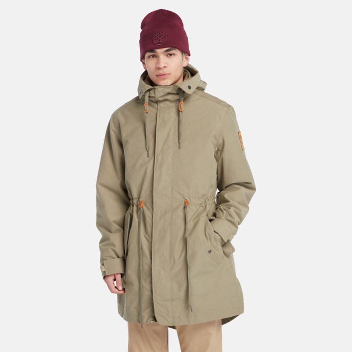 Jaqueta parka Snowdown Peak 3 em 1 com cauda de peixe, resistente à água, para homens, na cor verde.