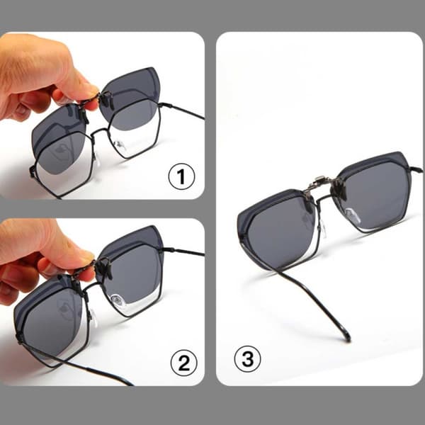 Flip-Up Clip-On Solbriller Metallspeil Lens Blå
