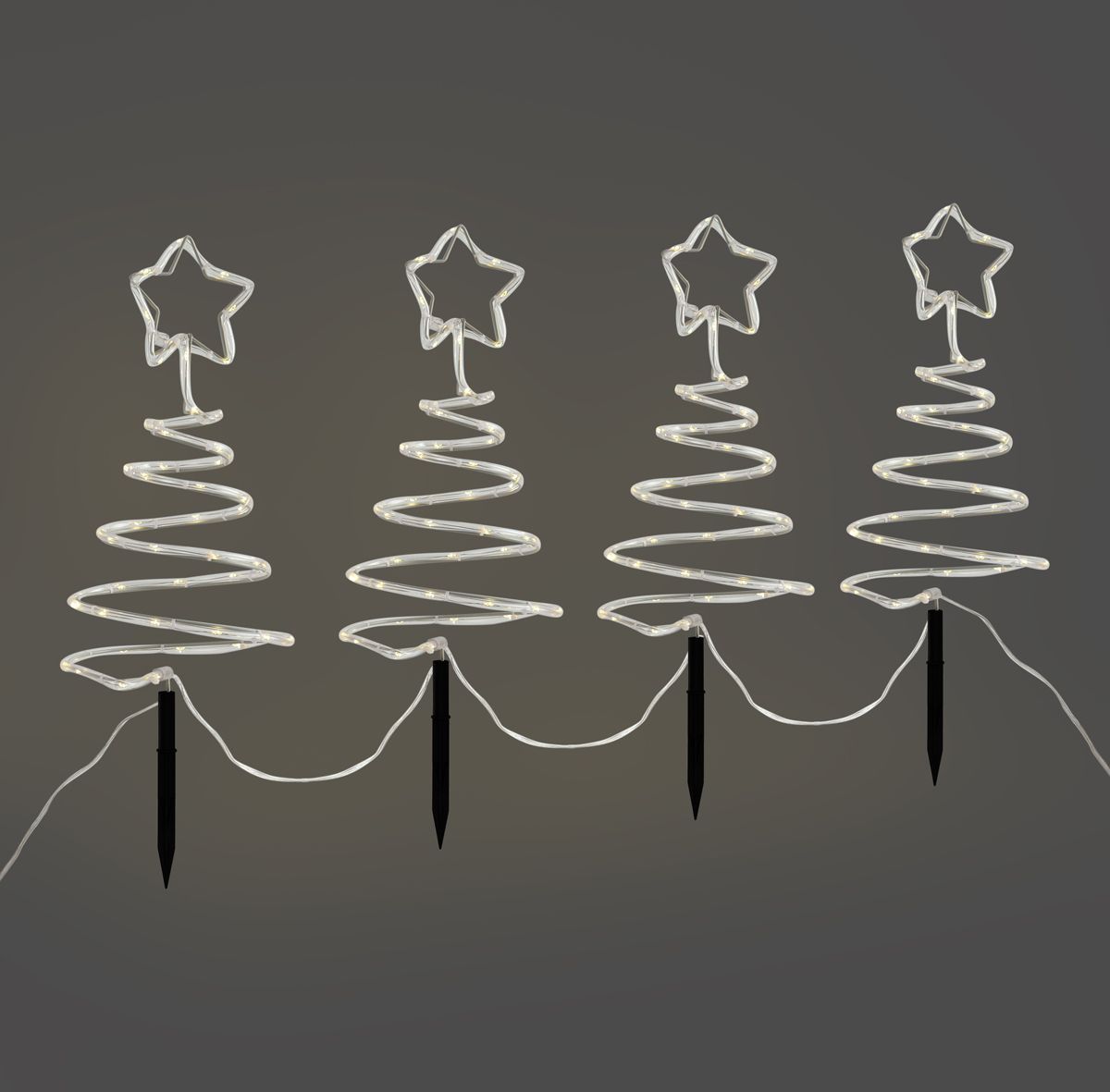 Set van 4 kerst prikspots wit kerstboom incl. LED IP44 - Puno