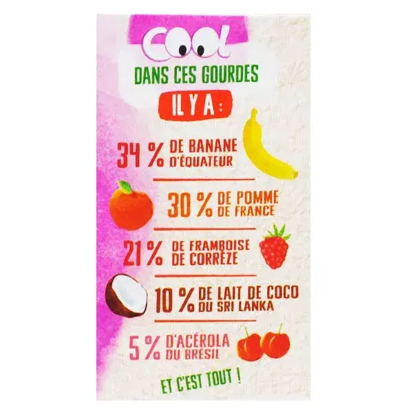 Vitabio Cool Fruits Abóboras Banana Framboesa Leite de Coco Orgânico 4 x 85g