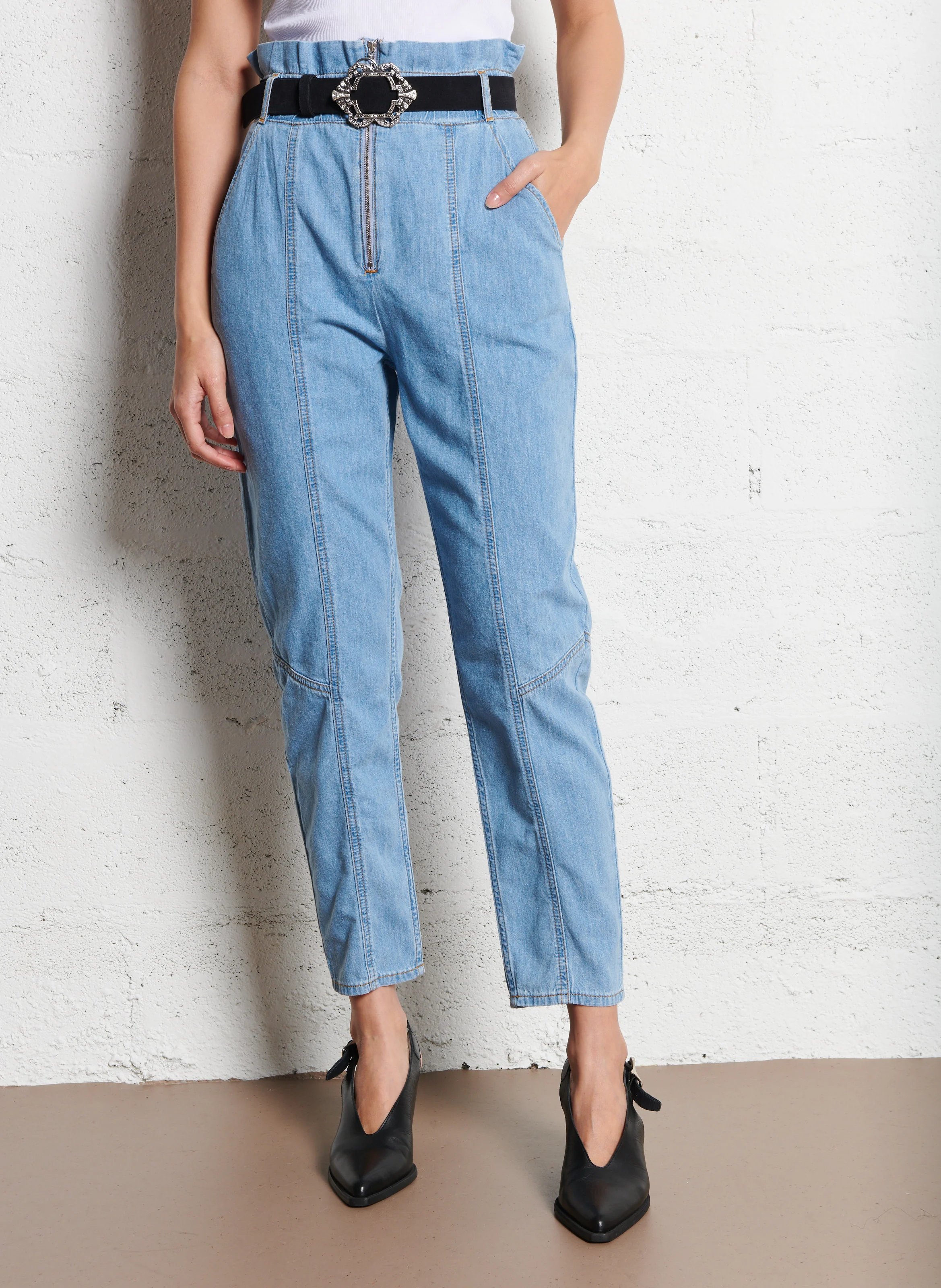 LONY - Jean carotte en coton | Bleu