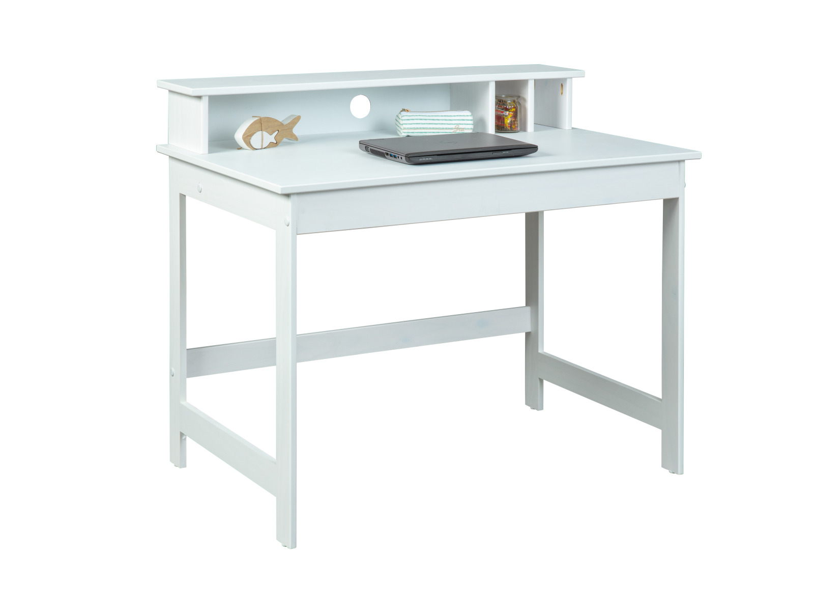 Schreibtisch HILDA - weiß - Kiefer Massivholz - 110 cm
