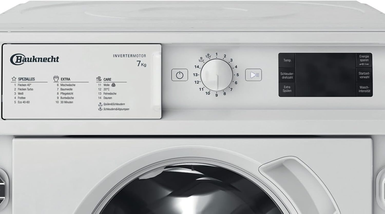 Bauknecht BI WMBG 71483E DE N Einbau-Waschmaschine/ 7kg / Flecken 40°/ Turo-Programm/Energy saver/Woolmark Green/ Kurz30° / Mehrfachwasserschutz+