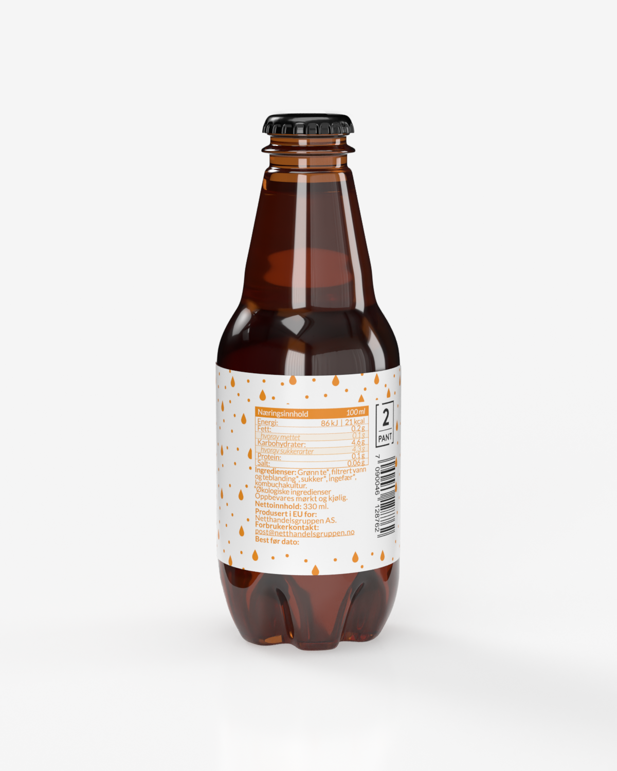 SunnRask Økologisk Kombucha Ingefær 330ml