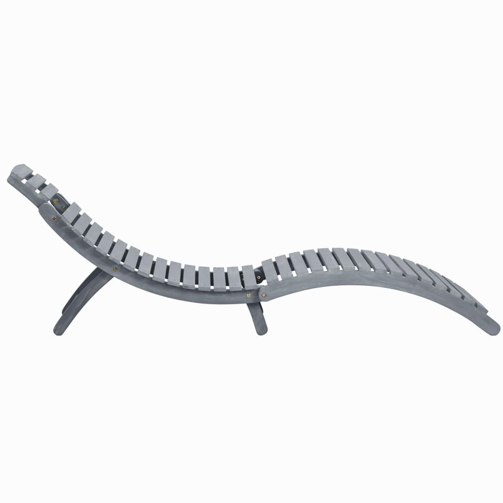 Transat chaise longue bain de soleil lit de jardin terrasse meuble d'extérieur avec coussin gris bois d'acacia solide 02_0012