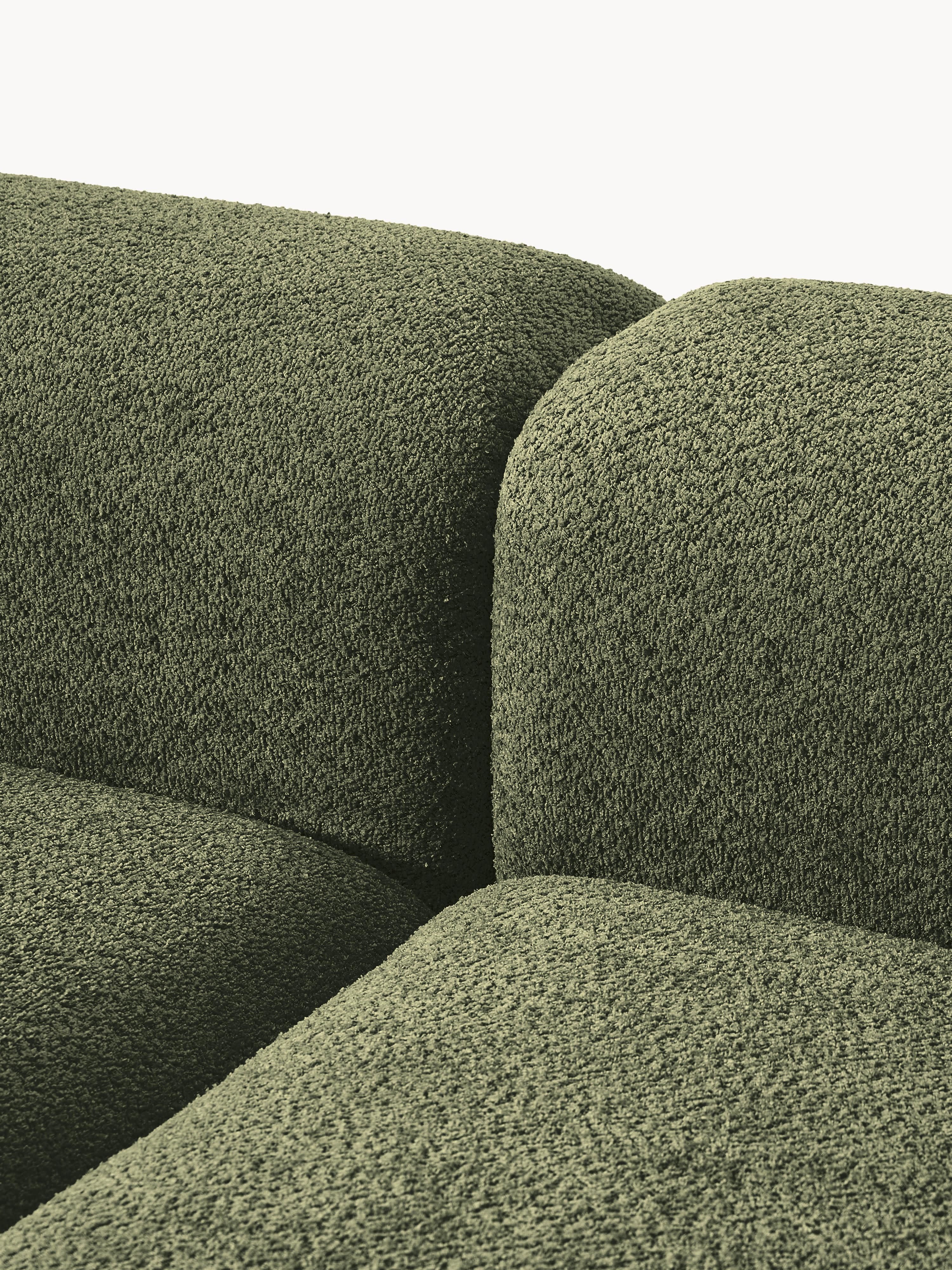 Modulaire bank Natalie (3-zits) uit teddy-bouclé met poef (links/rechts)