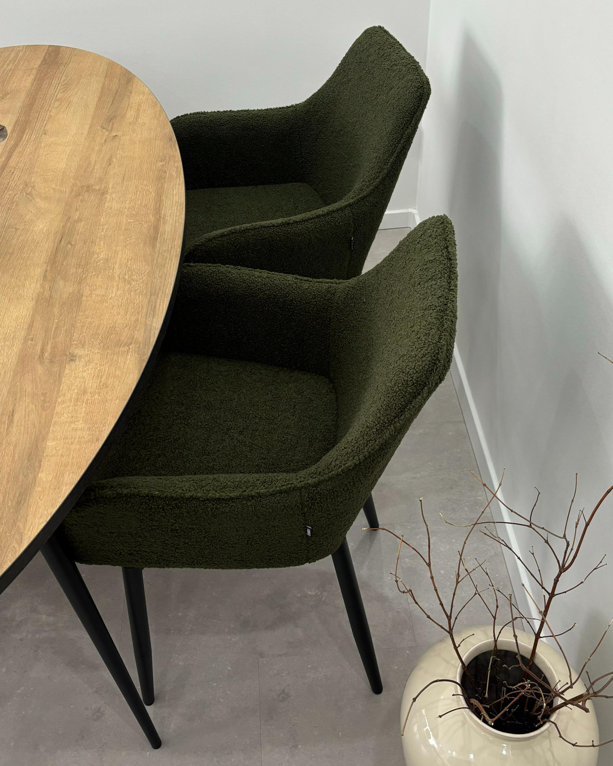Set van 2 eetkamerstoelen ALDEN Bouclé Donkergroen
