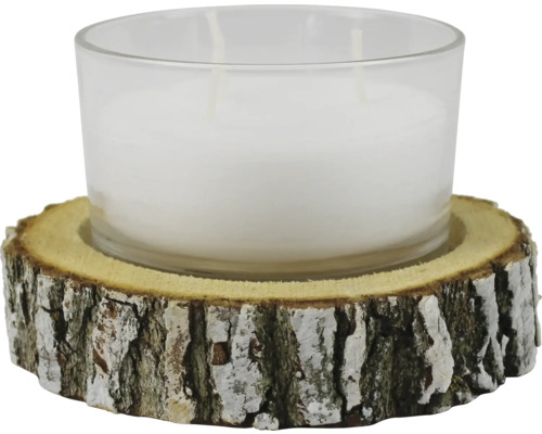 Kandelaar Ø 18 H 11 cm, wit hout, inclusief kaarsenhouder