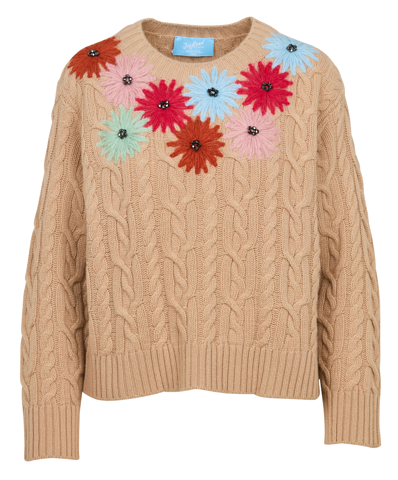 SASIA - Pull col rond droit en laine mélangée | Beige