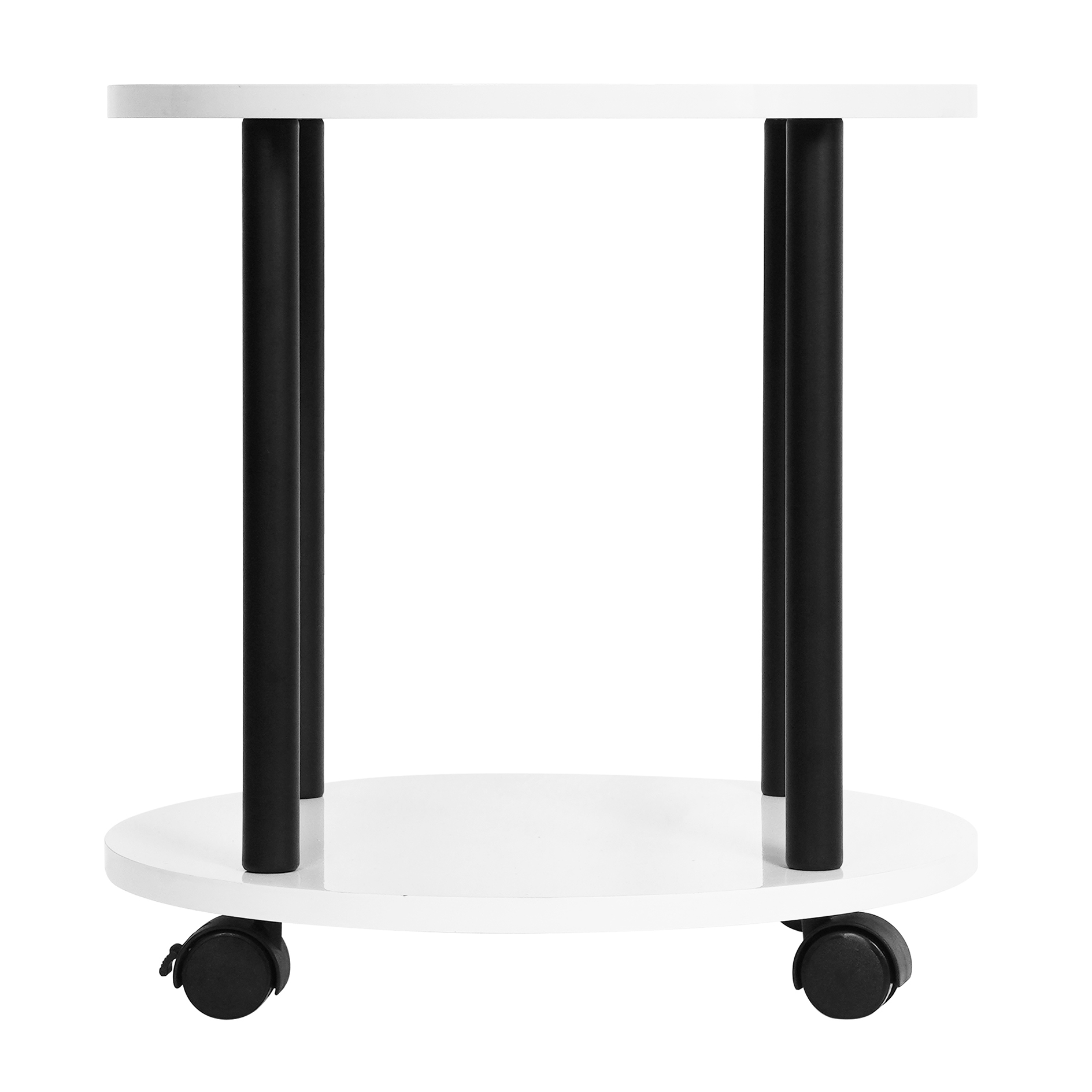 Beistelltisch - weiß Hochglanz - schwarz - rollbar