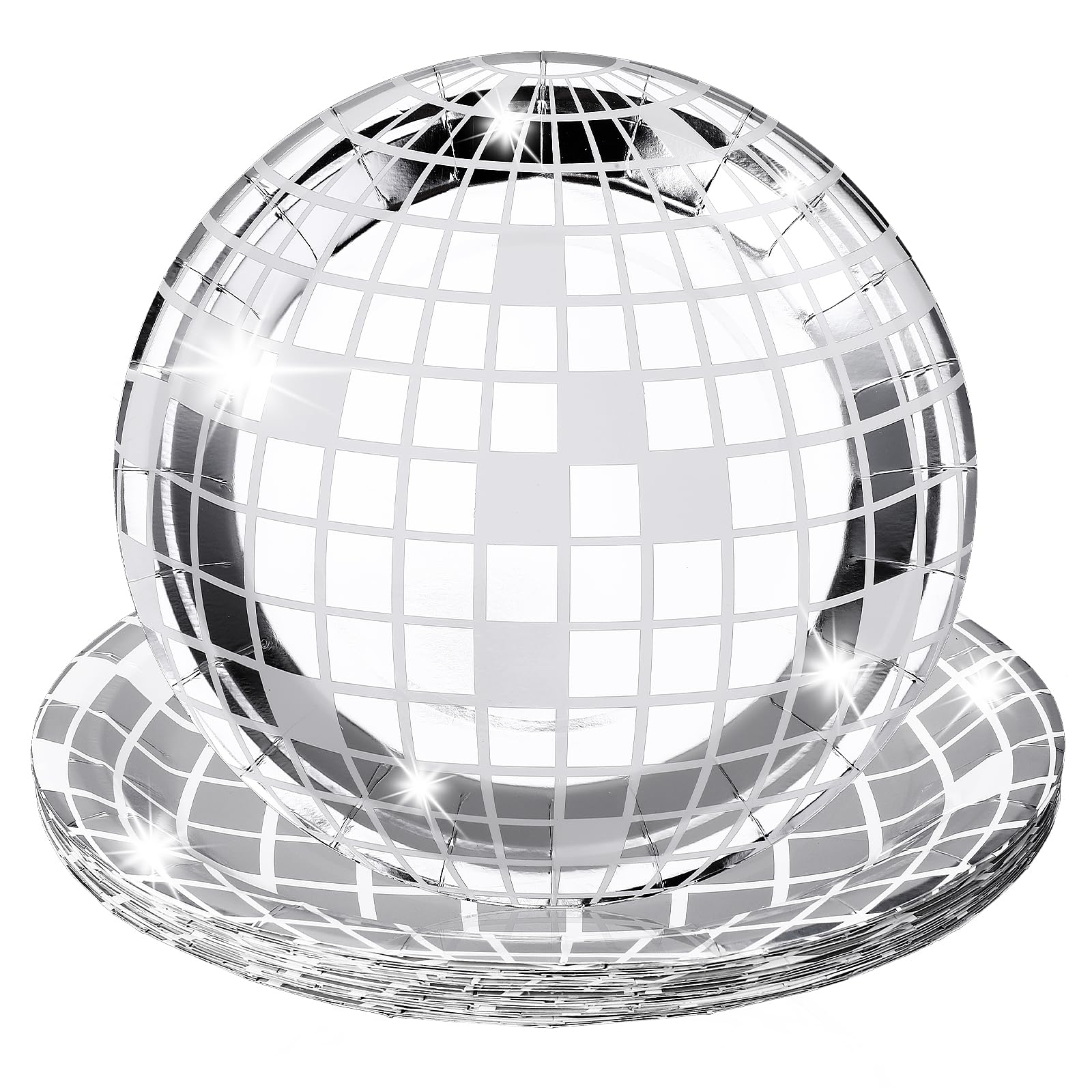 (175-tlg. Set) Einweg Geschirr Party Tisch Dekoration inkl. Teller / Servietten / Besteck / Papp Becher - Discokugel