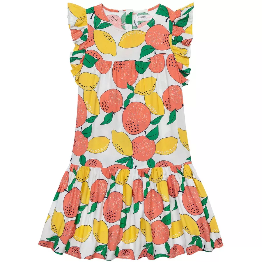 MINOTI Kleid mit Flügerärmeln WeißOrangeGelb