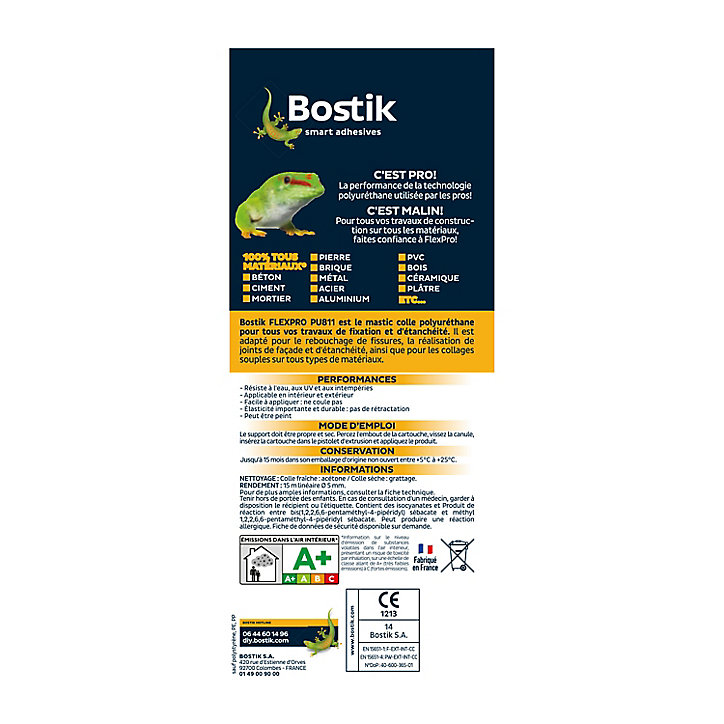 Lot de 3 Mastic Colle Bostik Flexpro PU 811 blanc 300ml