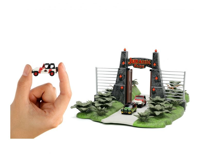 Jada Toys Jurassic World Diorama mit 2 Nano Cars Jurassic World Nano Szene Diorama mit zwei Modellautos