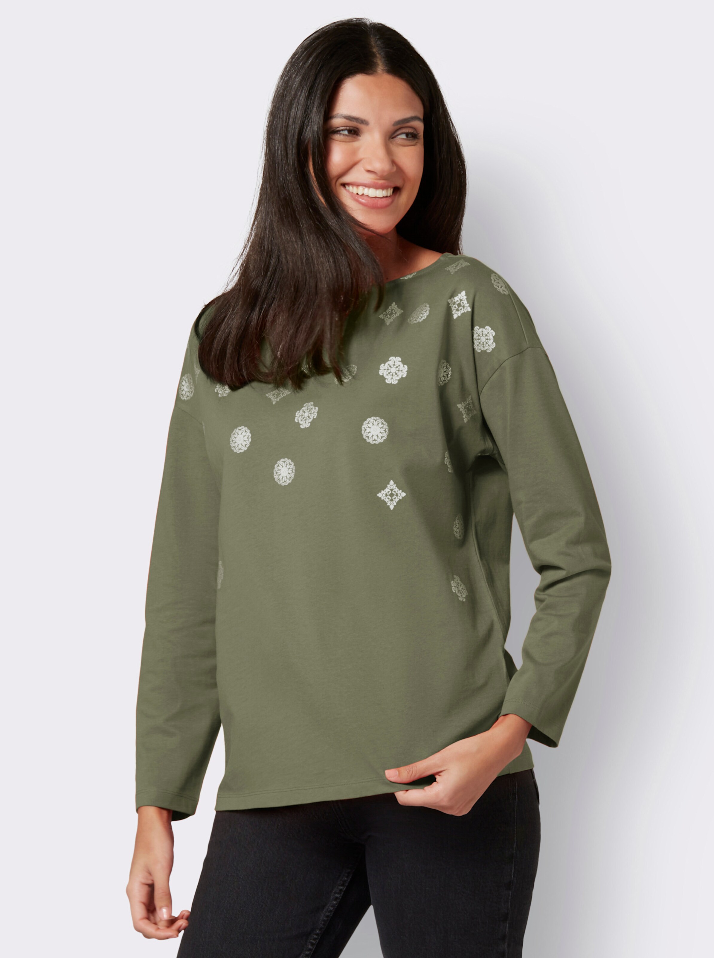Shirt mit silberfarbenem Glitzer-Druck