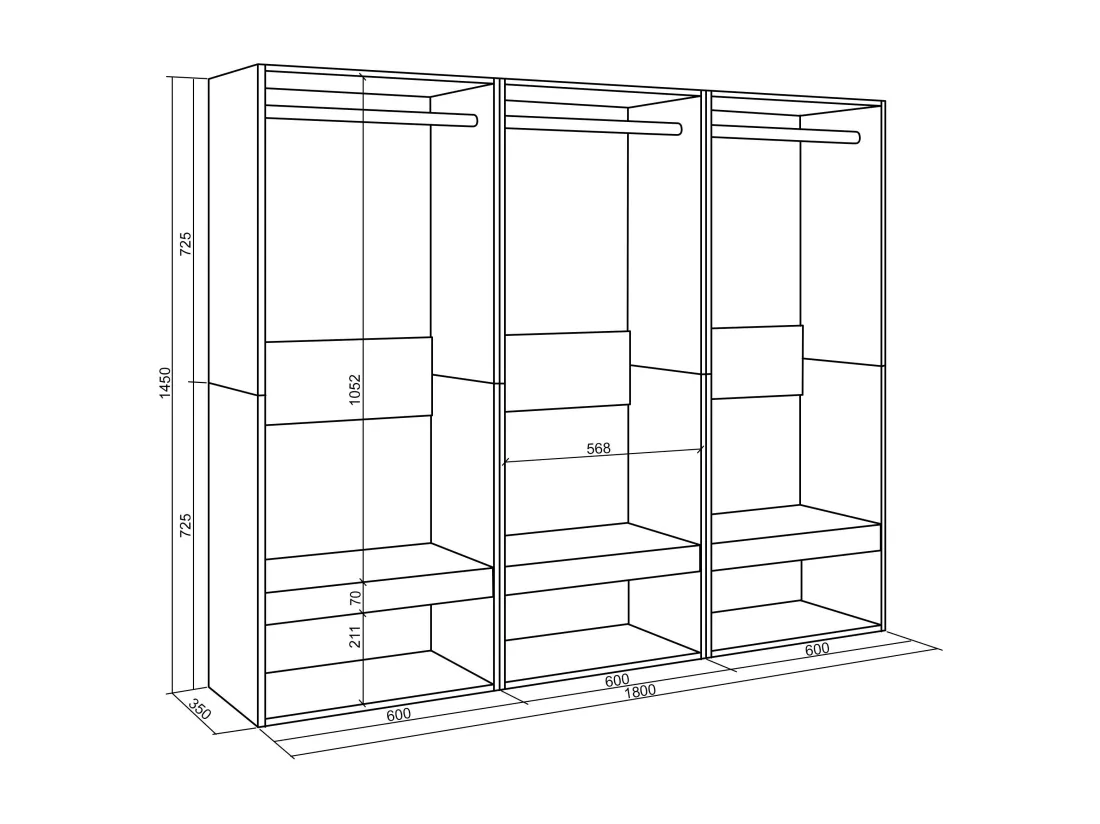 Armoire Vestiaire ouvert, 180x35x145 cm, Chambre à coucher, pièce, Vêtement, Dressing, Chêne