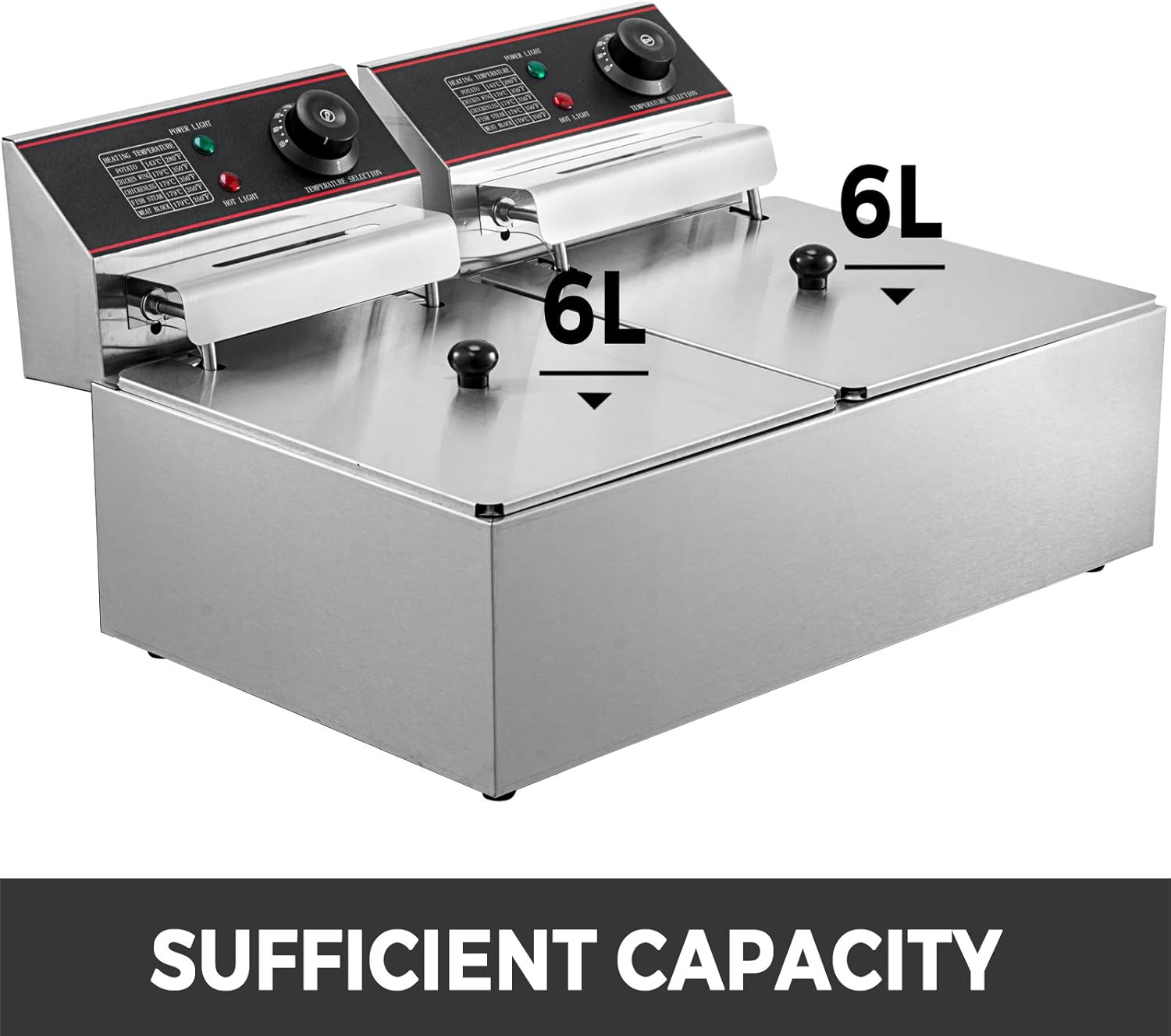VEVOR wunicorn Fritteuse Commercial Elektro-Fritteuse Tief, Doppel-Kaltzonen-Fritteuse YB-82 Fritteuse Maschine Silbrig 5000W 220V für Schnellrestaurants Snackbars