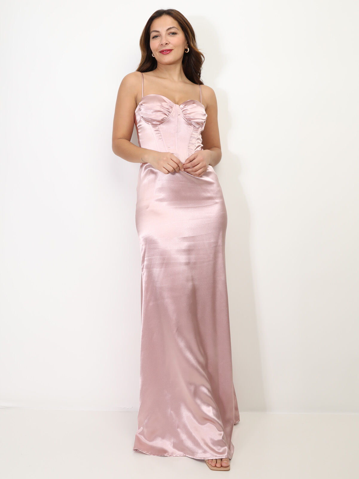 Robe de soirée style corset- Rose