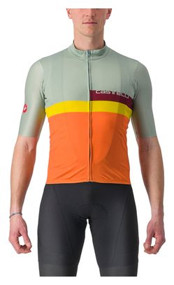 Maillot Manches Courtes Castelli A Blocco Vert/Orange