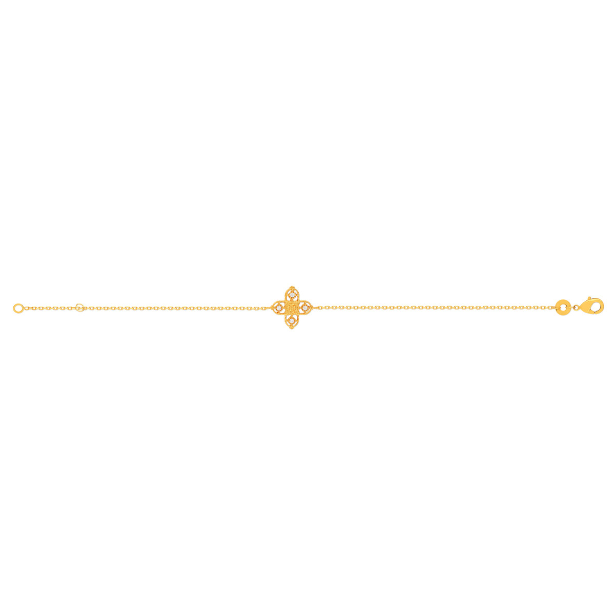 Bracelet plaqué or motif croix sertie de zirconias 18 cm
