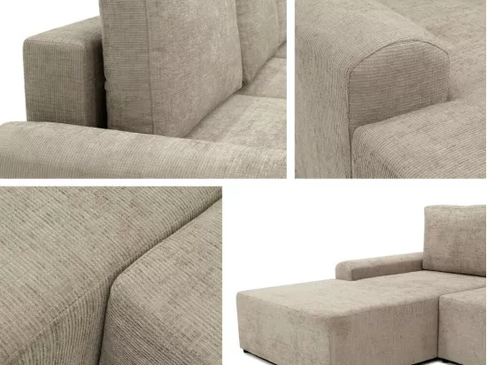 Canapé d'angle Stonecrest 105, Brun clair, Fonction de couchage, Boîte de literie, 258cm