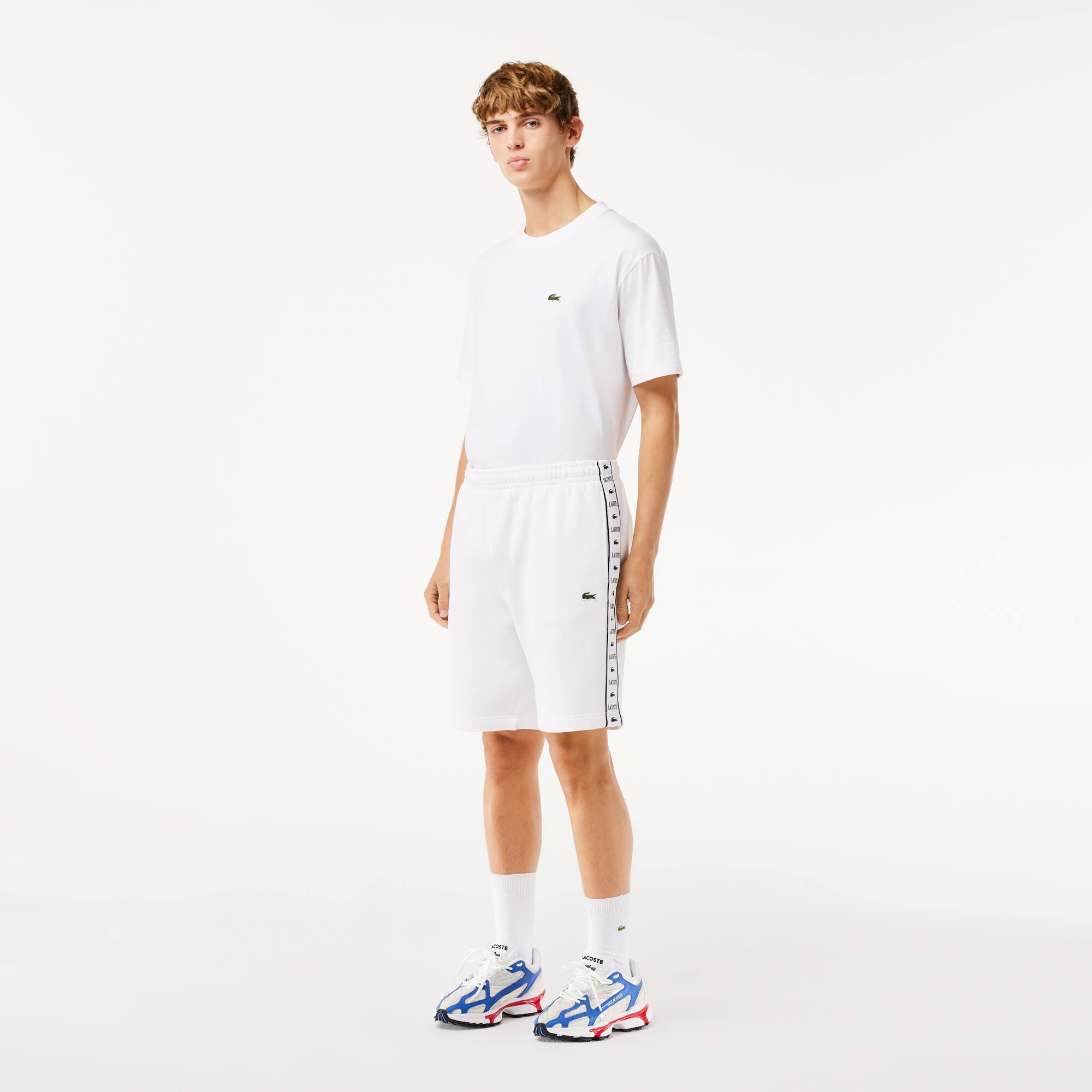 Short Jogger en molleton avec bande siglée Shorts - Blanc - Lacoste - Homme