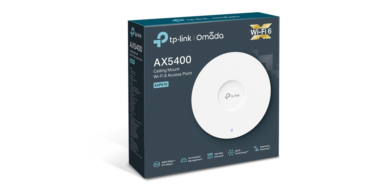TP-LinkOmada EAP670 AX5400 wifi 6 access point voor plafondmontage mesh access point  (Wit, PoE)