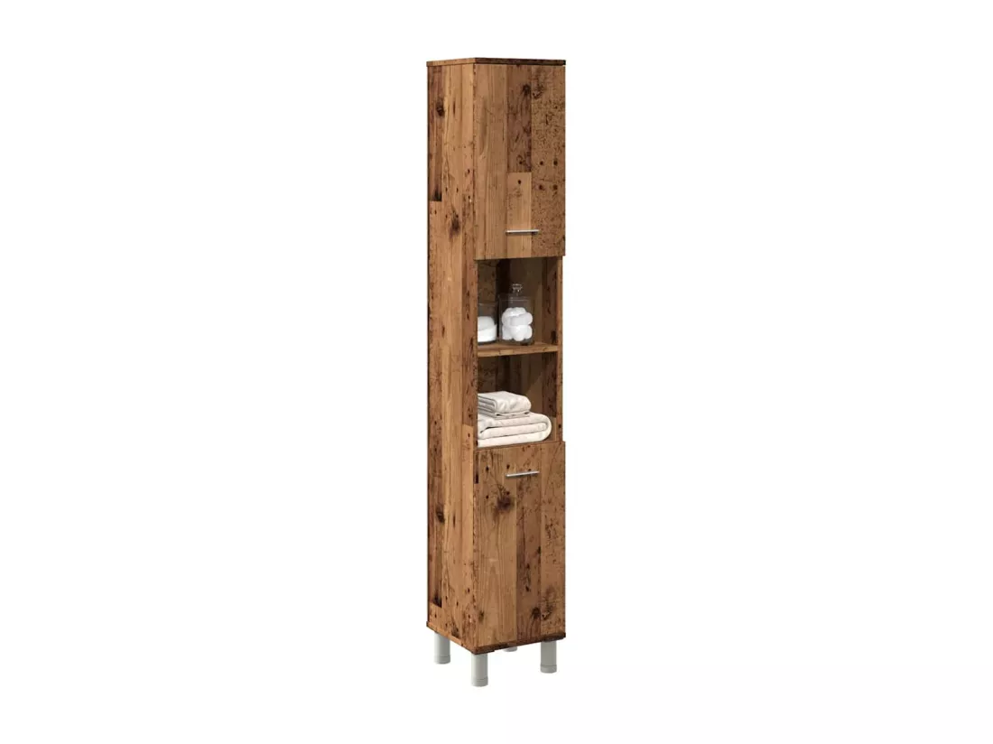Armoire de salle de bain vieux bois 30x30x179cm bois ingénierie