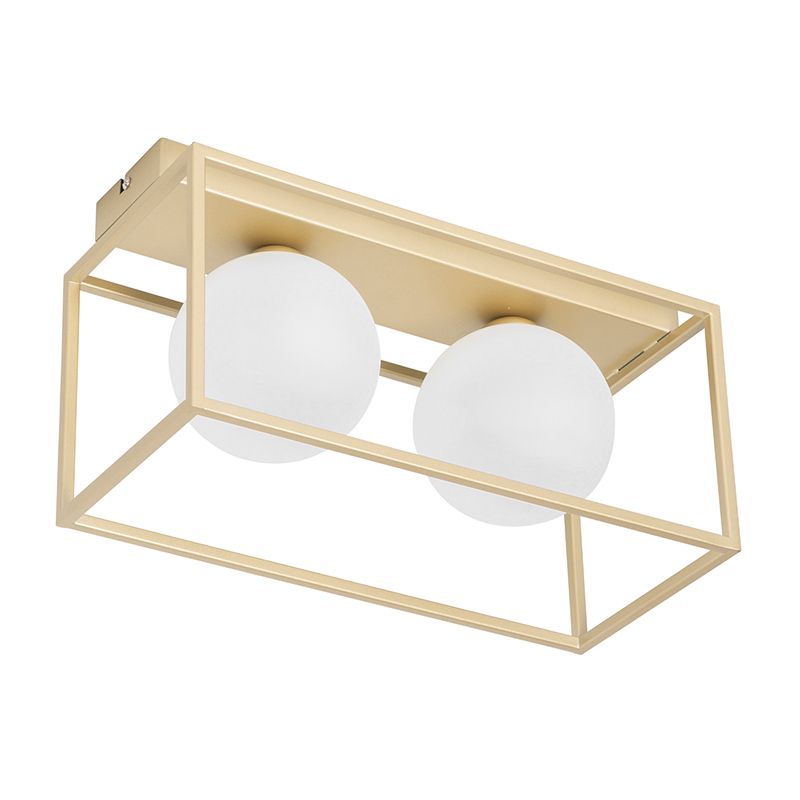 Design plafondlamp goud met wit glas 2-lichts - Aniek