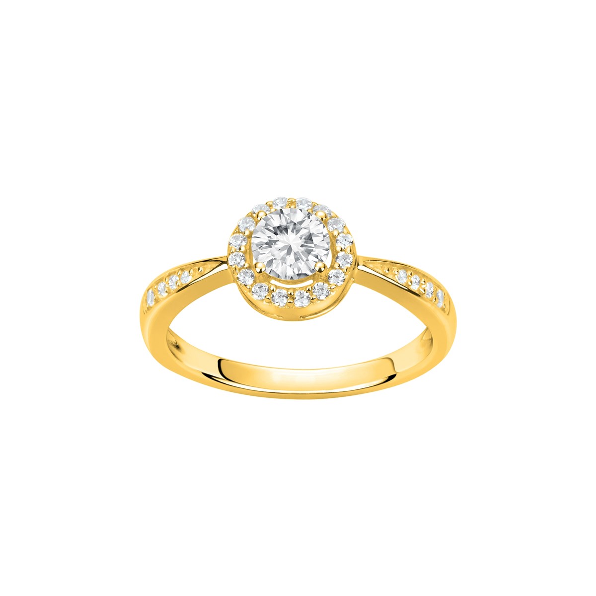Bague de fiançailles en Plaqué Or avec oxyde de zirconium blanc