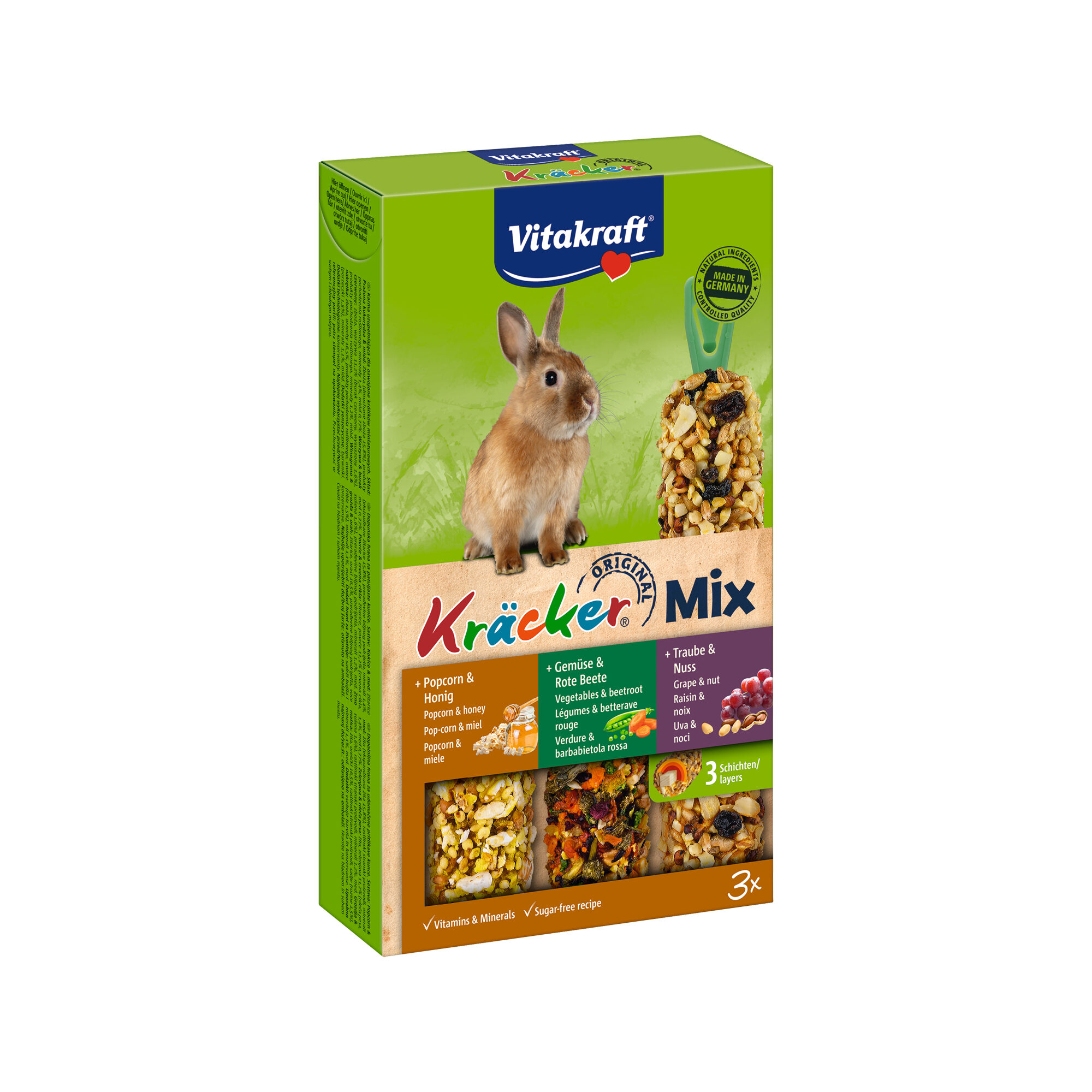 Vitakraft Trio-Mix Konijn Popcorn, Groente & Noot