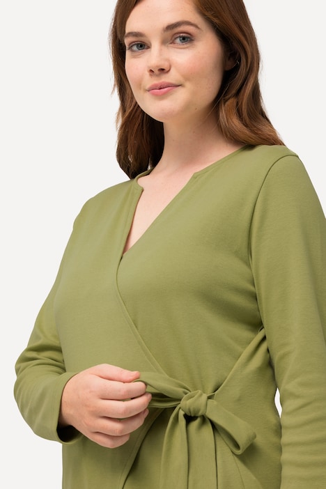 Jerseyjacke, Wickeloptik, Tunika-Ausschnitt, Biobaumwolle