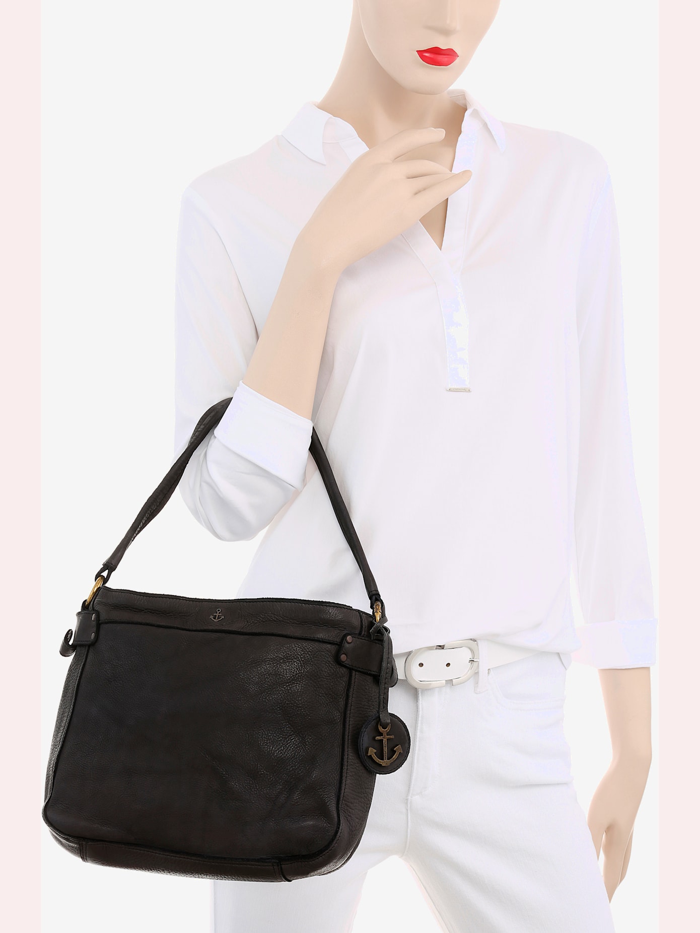 Sac hobo en cuir délavé