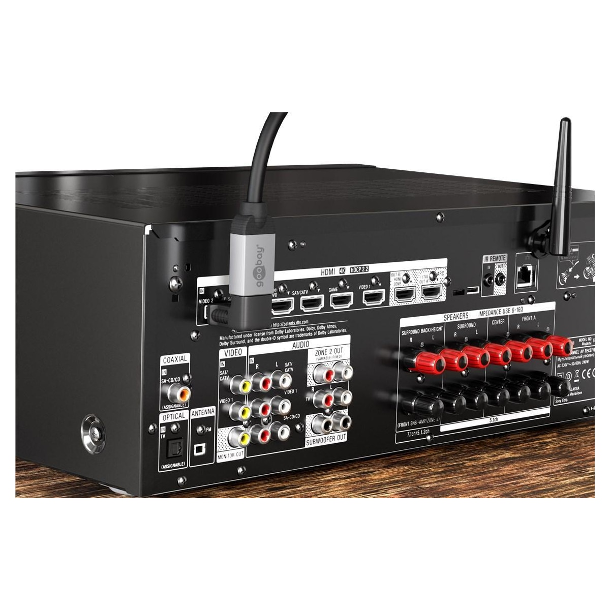 Goobay HDMIâ„¢ vinklet adapter, gullbelagt