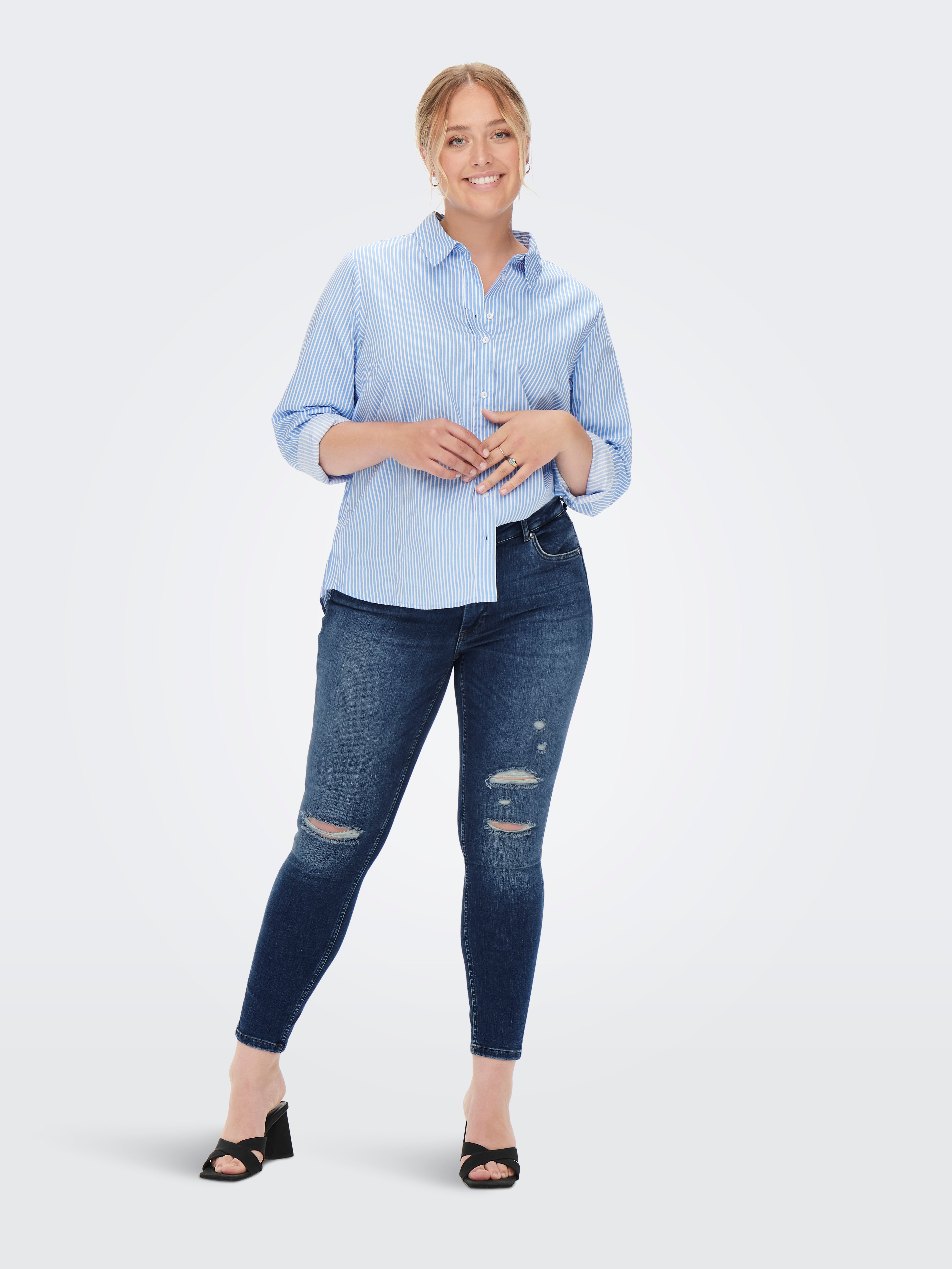 CARBOBBI Skinny Fit Jeans Medium Blue Denim
