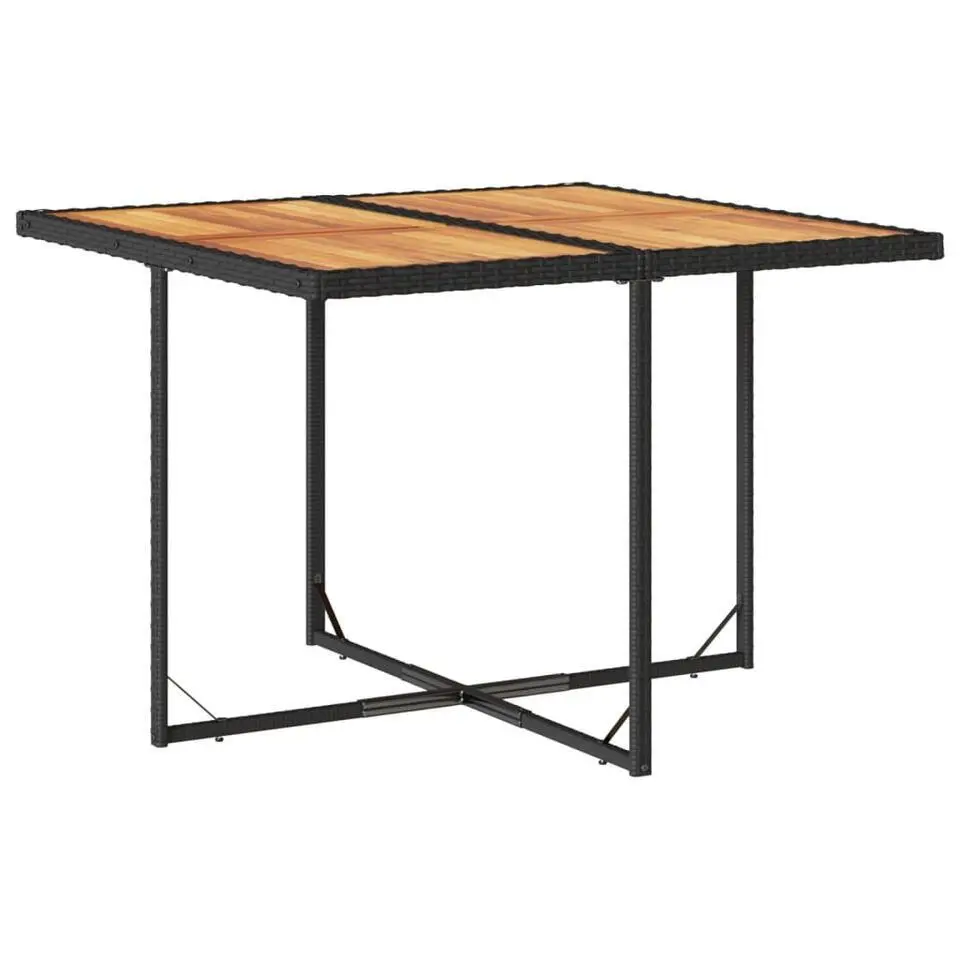 vidaXL - 9-delige Tuinset wit kussens 4 krukken - Zwart poly rattan - 110x106 cm