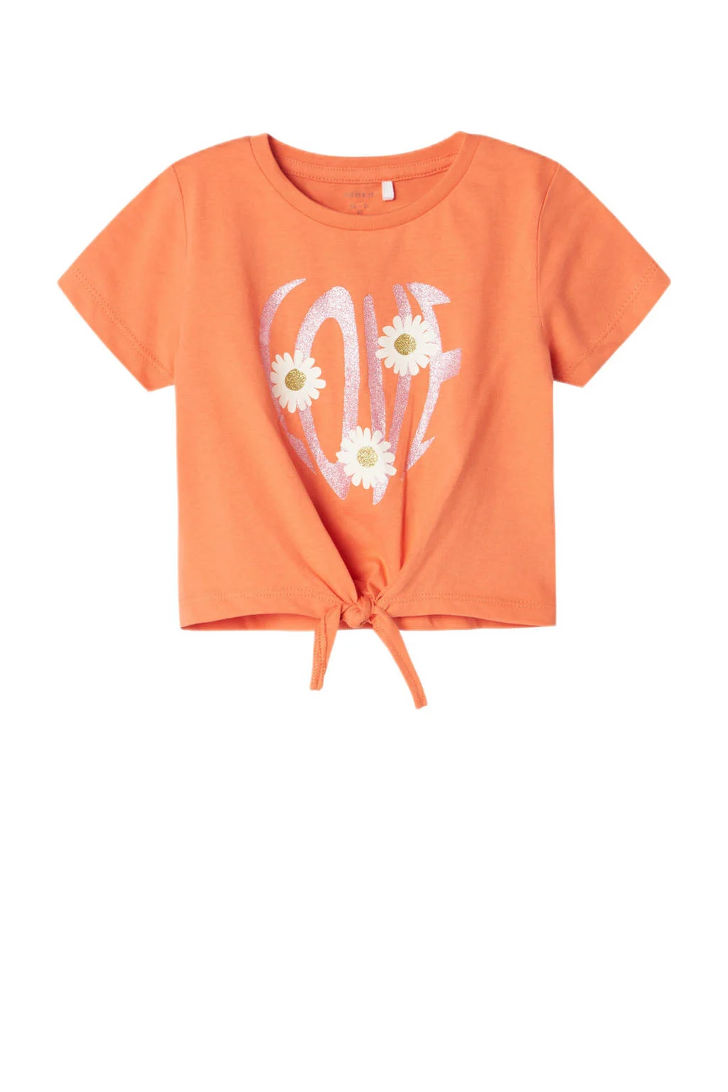 NAME IT T-shirt NMFKIKATIE met printopdruk koraaloranje