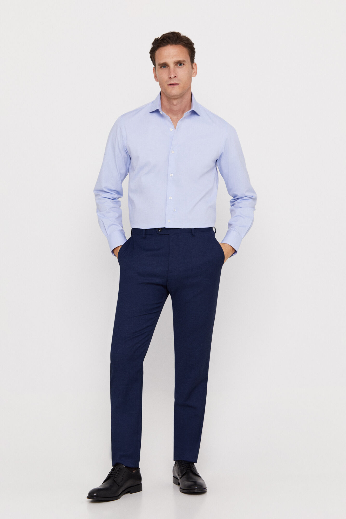 Camisa vestir lisa easy plancha - Azul