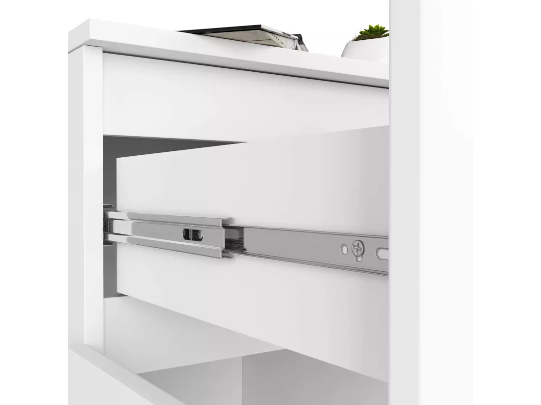 Commode AKORD K80 Blanche 80 cm 2 portes 1 tiroir façade Blanche 4 étagères 80x40x99 cm