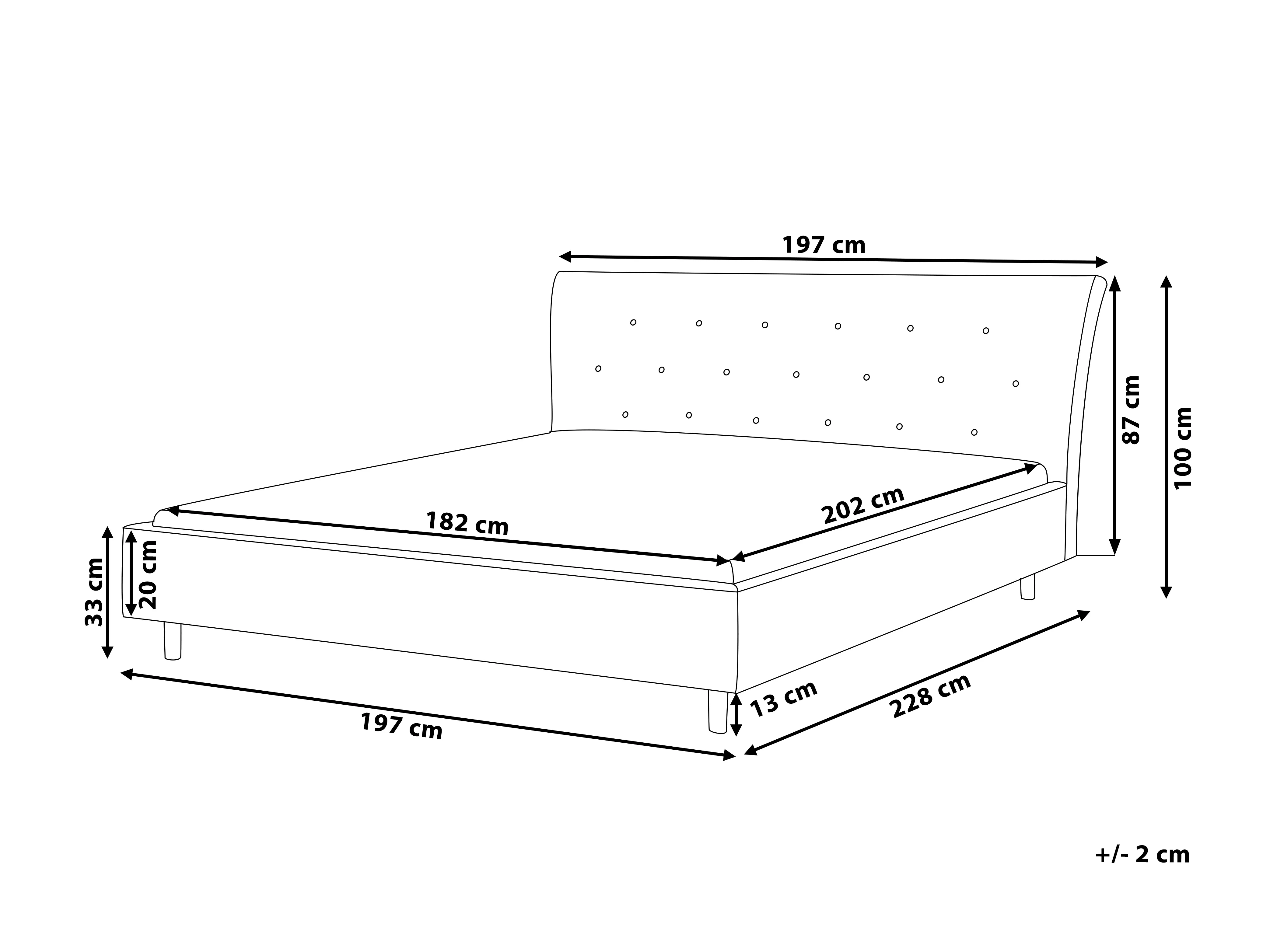 Bed Stof SAVERNE 180 x 200 cm Lichtgrijs