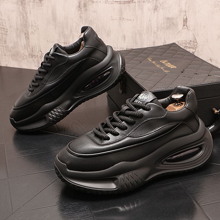 Mr Ozera - Platform Plain Lace-Up Sneakers