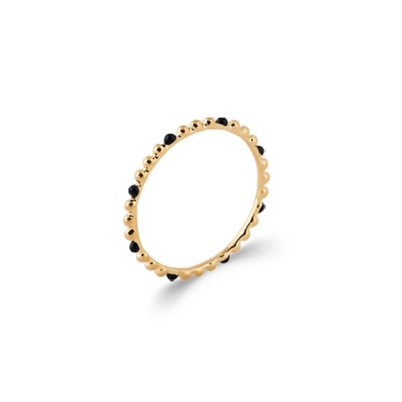 Bague perlée en plaqué or et noir ALBA - Bijoux Privés Discovery