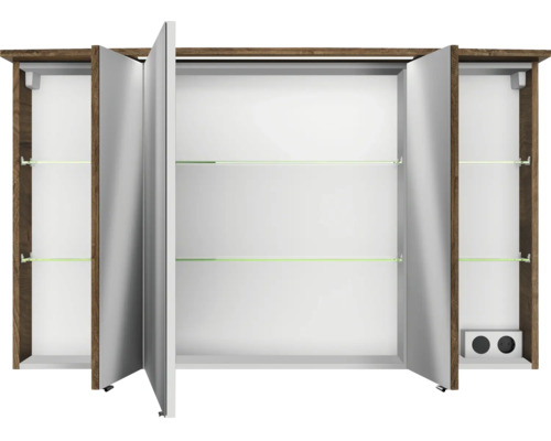 Pelipal Serie 4010 badkamermeubelset, afmetingen (B x H x D): 180,5 x 200 x 48 cm, fronten in eikenlook. Ribbeck 5-delige badkamermeubelset en meer, inclusief keramische wastafel in wit, wastafelmeubel, spiegelkast met ledverlichting, onderkast en wa